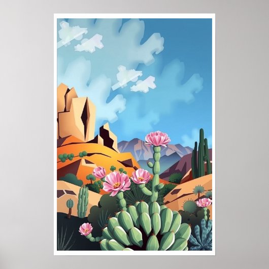 Abstract Colorado Mountains Desert Cactus Poster (Voorkant)