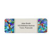 Abstract Colorful Blue Mosaic Pattern Etiket (Voorkant)