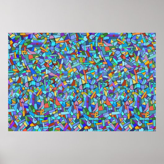 Abstract Colorful Blue Mosaic Pattern Poster (Voorkant)
