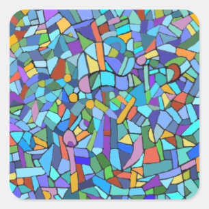 Abstract Colorful Blue Mosaic Pattern Vierkante Sticker