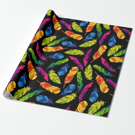Abstract colorful feather explosion cadeaupapier (Uitgerold)