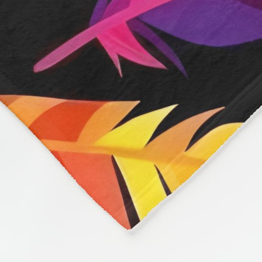 Abstract colorful feather explosion fleece deken (Hoek)