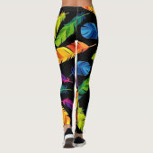 Abstract colorful feather explosion leggings (Achterkant)