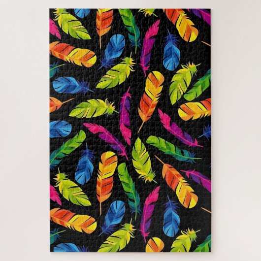 Abstract colorful feather explosion legpuzzel (Verticaal)