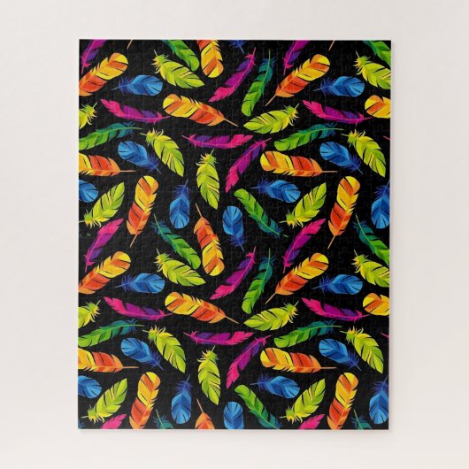 Abstract colorful feather explosion legpuzzel (Verticaal)