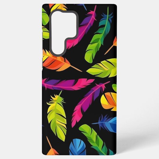 Abstract colorful feather explosion samsung galaxy hoesje (Achterkant)