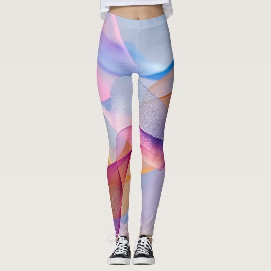 Abstract Colorful Flowing Ribbons Leggings (Voorkant)