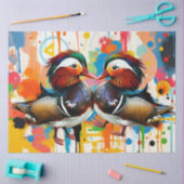 Abstract Colorful Mandarin Ducks Couple Decoupage Tissuepapier (Craft)