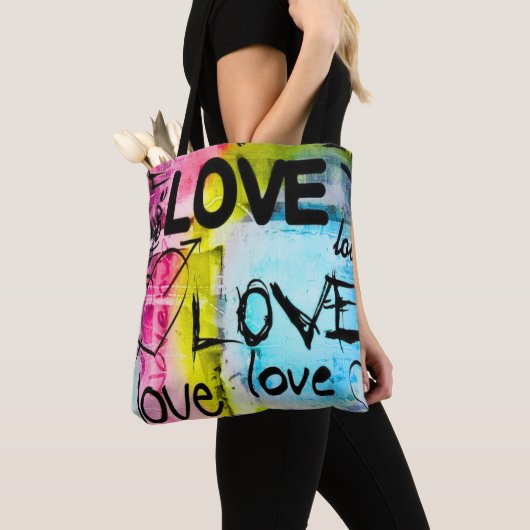 Abstract Colorful Modern Graffiti Love  Tote Bag (Dichtbij)
