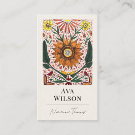 Abstract Colorful Painted Botanicals with Photo  Visitekaartje