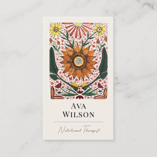 Abstract Colorful Painted Botanicals with Photo  Visitekaartje (Voorkant)