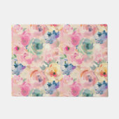 Abstract Colorful Pastel Flowers Floral Pattern Deurmat (Voorkant)