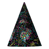 Abstract Colorful Spooky Skulls Halloween Feesthoedjes (Achterkant)