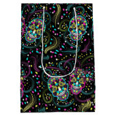 Abstract Colorful Spooky Skulls Halloween Medium Cadeauzakje (Achterkant)