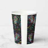 Abstract Colorful Spooky Skulls Halloween Papieren Bekers (Rechts)