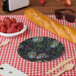 Abstract Colorful Spooky Skulls Halloween Papieren Bordje