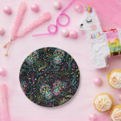 Abstract Colorful Spooky Skulls Halloween Papieren Bordje (Feest)