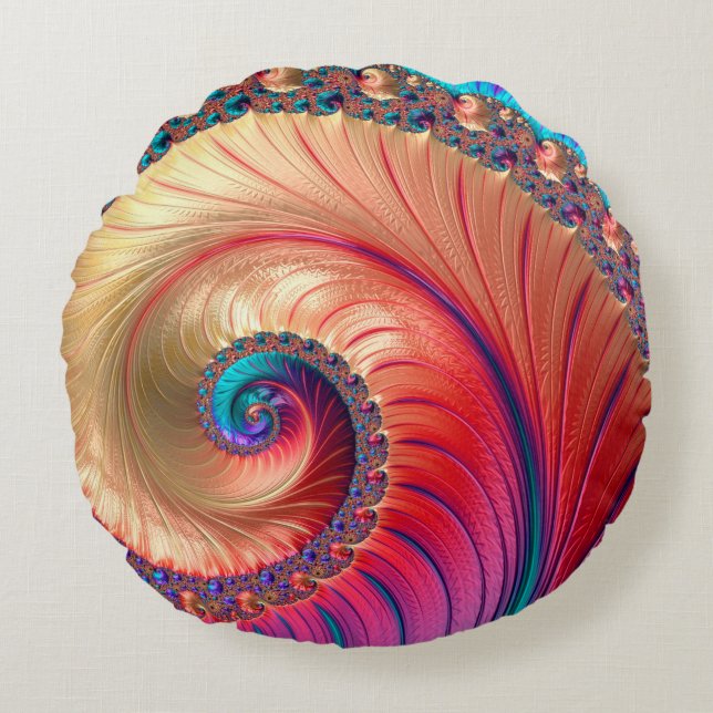 Abstract Computer genereerde Fractal-ontwerp. Een  Rond Kussen (Voorkant)