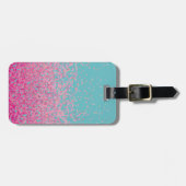 Abstract Confetti Girly Pink en Blue Bagagelabel (Voorkant horizontaal)