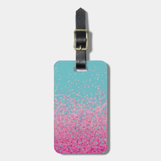 Abstract Confetti Girly Pink en Blue Bagagelabel (Voorkant verticaal)