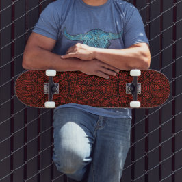 Abstract Contemporary Black Crosshatch On Red Rust Persoonlijk Skateboard