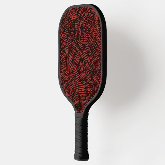 Abstract Contemporary Black Crosshatch On Red Rust Pickleball Paddle (Links)