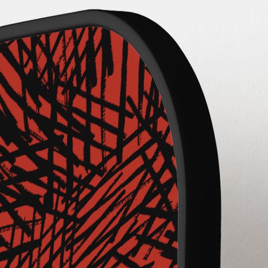 Abstract Contemporary Black Crosshatch On Red Rust Pickleball Paddle (Links Detail)