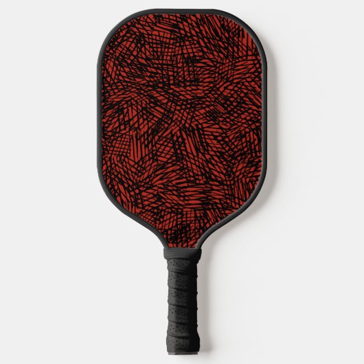 Abstract Contemporary Black Crosshatch On Red Rust Pickleball Paddle (Voorkant)