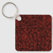 Abstract Contemporary Black Crosshatch On Red Rust Sleutelhanger (Voorkant)