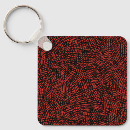 Abstract Contemporary Black Crosshatch On Red Rust Sleutelhanger