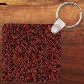 Abstract Contemporary Black Crosshatch On Red Rust Sleutelhanger (Achterkant)