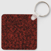 Abstract Contemporary Black Crosshatch On Red Rust Sleutelhanger (Achterkant)