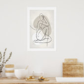 Abstract Contour Figuur Poster - Neutraal Grijs en (Keuken)