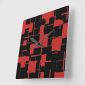 ABSTRACT COOL Black en Red Stylish Pattern Vierkante Klok (Hoek)