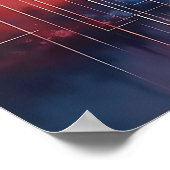 Abstract Coral and Blue Geometric Art  Poster (Hoek)