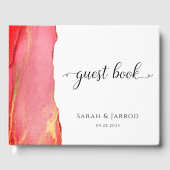 Abstract Coral Pink Wedding Gastenboek (Voorkant)
