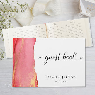 Abstract Coral Pink Wedding Gastenboek