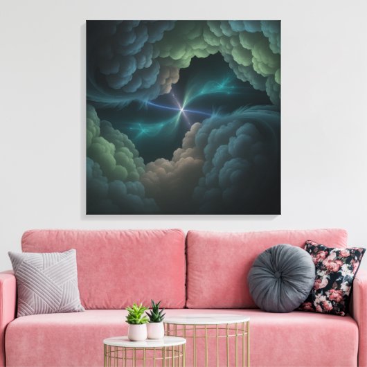 Abstract Cosmic Cloud Wall Art Canvas Afdruk (Insitu (Woonkamer))