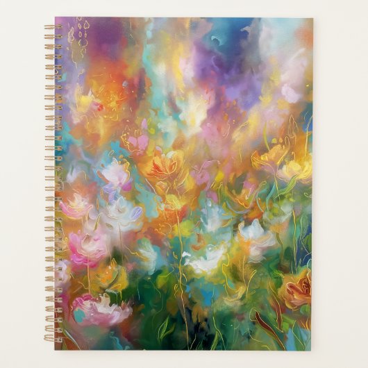 Abstract cosmic floral explosion in pastel colors planner (Voorkant)