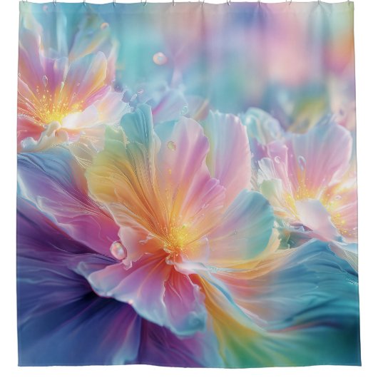 Abstract cosmic floral explosion in pastel douchegordijn (Voorkant)