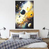 Abstract Cosmos: Planets in Dance Canvas Afdruk (Insitu (Slaapkamer))