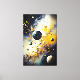 Abstract Cosmos: Planets in Dance Canvas Afdruk