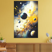 Abstract Cosmos: Planets in Dance Canvas Afdruk (Insitu (Woonkamer))