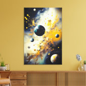 Abstract Cosmos: Planets in Dance Canvas Afdruk (Insitu (Woonkamer))