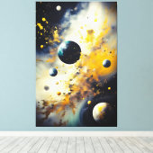 Abstract Cosmos: Planets in Dance Canvas Afdruk (Insitu (Houten vloer))