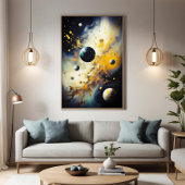 Abstract Cosmos: Planets in Dance Canvas Afdruk