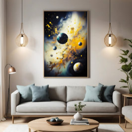 Abstract Cosmos: Planets in Dance Canvas Afdruk