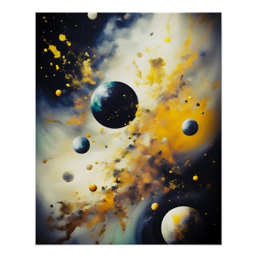 Abstract Cosmos: Planets in Dance Perfect Poster (Voorkant)