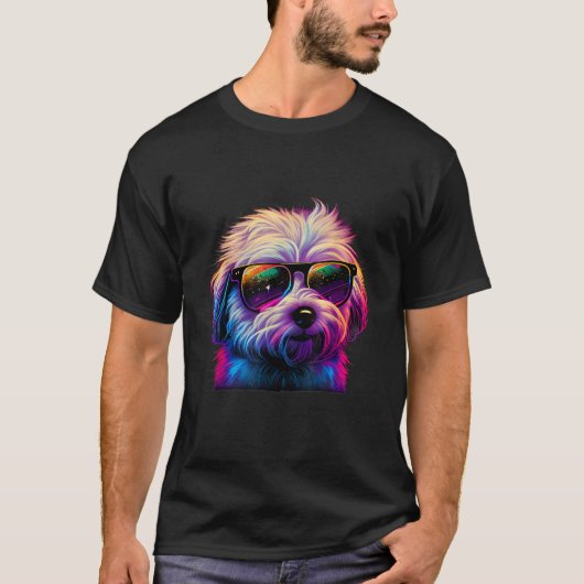 Abstract Coton De Tulear Dog Lovers Retro Multicol T-shirt (Voorkant)