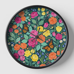 Abstract Cottagecore Rozen Vlinders Kunst Klokken